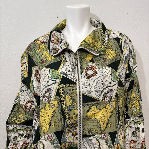 Vintage 100% Silk 80s Geography
Map Windbreaker Sz (L) - Picture 2 of 8